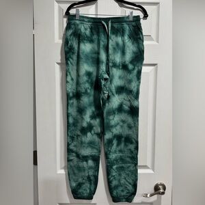 Dance & Marvel Teal and Dark Green Tie-Dye Joggers